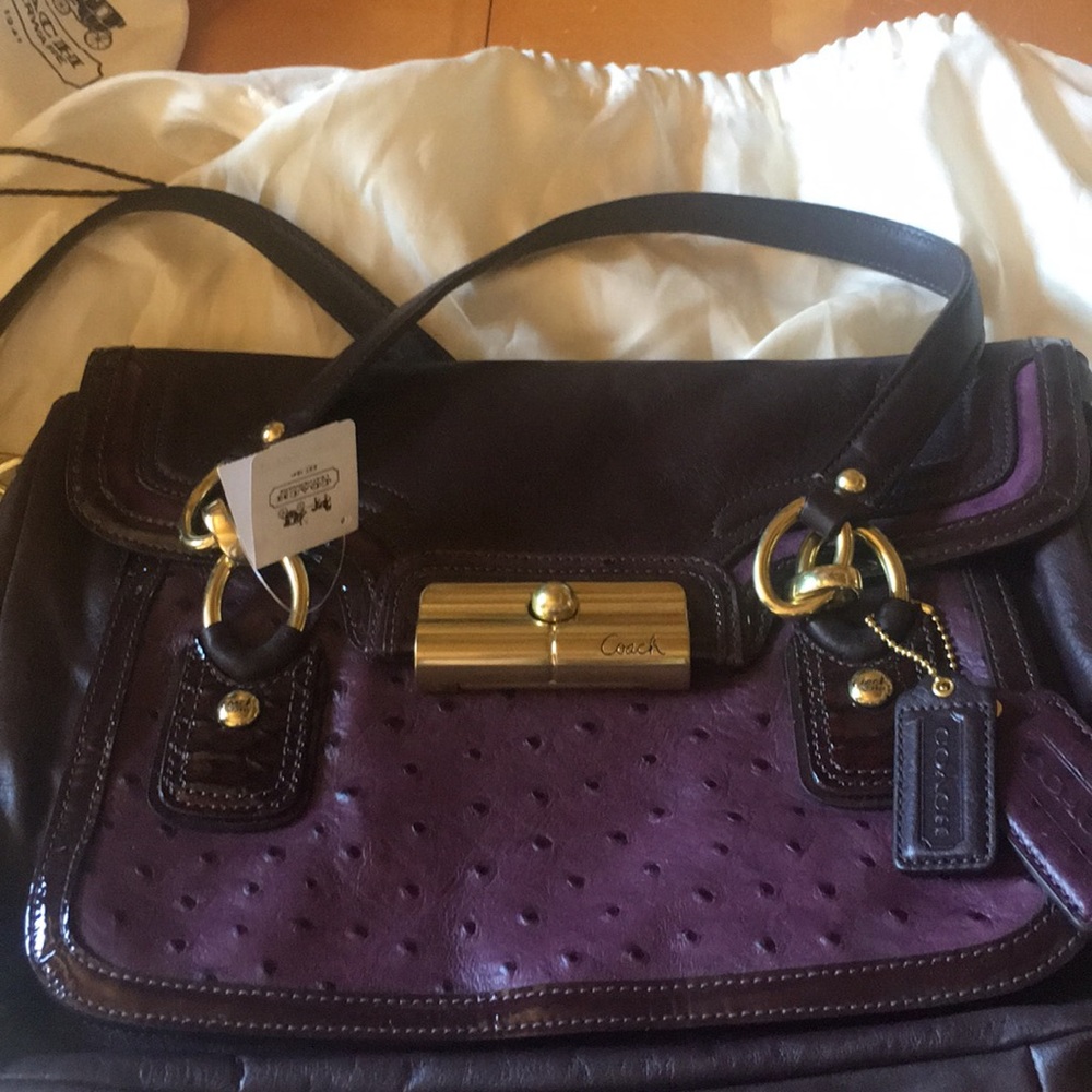Coach, NWT, beautiful purple ostrich leather purse